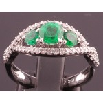 18ct 3 stone Emerald and Diamond Ring SOLD